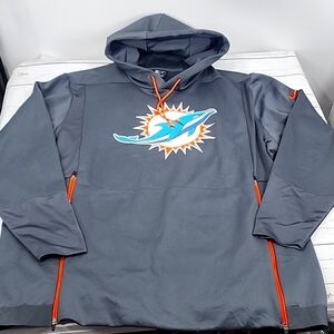 Miami Dolphins Nike Anthracite On Field Dri Fit Hoodie Sweatshirt Men's 3XL